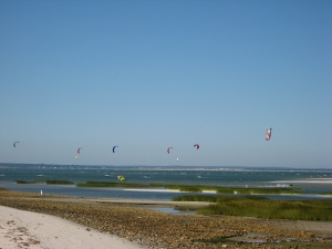 A rainbow of kitesurfers on the Cape